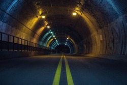Road tunnel at night