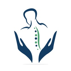 Chiropractic Logo Design Vector illustration. Caring Human backbone Pain Logo. Spine care logo.