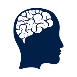 Head with brain vector illustration design. woman head and brain vector icon. Mind concept.