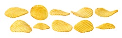 A set of potato chips. Isolated on a white background.