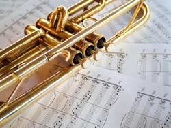 trumpet on sheet music 