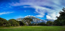 Panoramic view of Avila mountain at morning from Parque del Este. Caracas, Venezuela