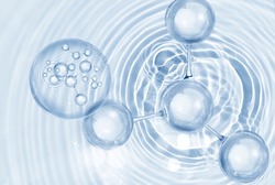 molecule and bubble serum on water background