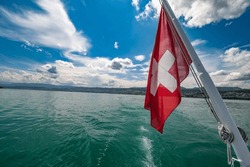 Swiss flag on Lake Zurich