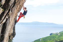 Man Climbing in Medveja, Croatia 