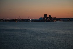 Harbour of Trois-Rivièrs, Québec, Canada at sunset