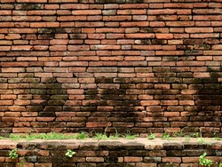 Ancient brick wall in the archaeological site