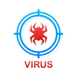 Computer virus in flat style. Protection symbol. Internet technology. Data protection.
