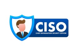 Business expert. Ciso chief information security officer , letters and icons. Vector illustration