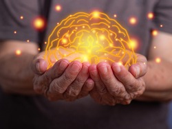 Dementia in senior people. Memory loss. Awareness of Alzheimer's, Parkinson's disease, stroke, seizure, or mental health. Neurology and Psychology care. Science and medicine concept.