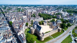 Aerial photo of Nantes city castle, Le chateau des ducs de Bretagne, Loire Atlantique, France