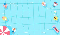 Summer Pool Background vector illustration. People enjoy party in the pool pastel theme