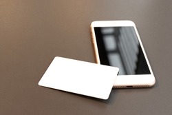 Bank card. Mockup creditcard using for money payment. Smartphone