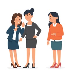 vector illustration woman worker get bullying by her fellow worker at her office, woman feeling sad getting bullying at work