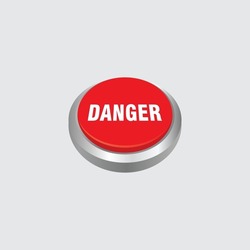 3d red danger button shape illustration template vector