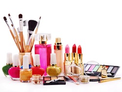 Decorative cosmetics for makeup. Close up.