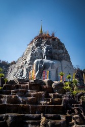 Luang Pho U Thong or Phra Phuttha Pusaya Khiri Sri Suvarnabhumi, Bhutsaya Khiri Suvarnabhumi, also known as Rock Buddha in Suphan Buri, Thailand