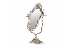 Bronze Vintage Mirror Isolated on white background, side view.