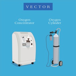 Illustration of Oxygen Concentrator and Oxygen Cylinder
