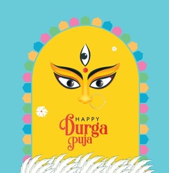 Illustration of Durga Puja greetings
