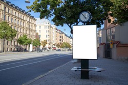 Blank billboard mock up on city road for text message or content.