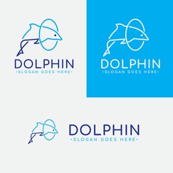 Dolphin Fish Line Logo Vector
