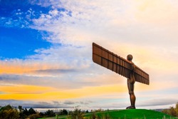 The angel of the north a steel sculpture stand alone on morning day at Newcastle Upon Tyne, UK