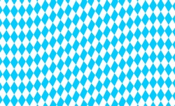 Waved Bavarian flag lozenges seamless pattern. Oktoberfest background with blue and white rhombus. Bavaria traditional vexillological colors. Vector flat illustration. 