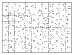 Jigsaw puzzle white color. puzzle grid 8x12. Game mosaic 96 individual parts.	