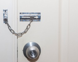 Locked doors. The locking mechanism on the old door