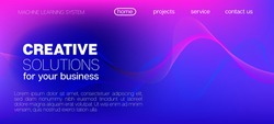 Flying Particles Distressed Purple Vector. Pink Blue Purple Futuristic Gradient Overlay. 3D Flow Shapes Layout. Big Data Neon Background. Abstract Geometric Background. Data Stream Minimal Banner.