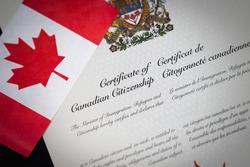 Canadian Citizenship Certificate with Canadian Flag