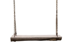 Wooden swing in the park isolated on white background. Saved with clipping path