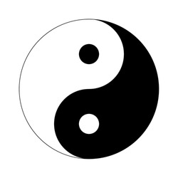 Black yin yang on a white background, sign for design, vector illustration