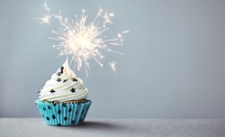 Cupcake decorated with a sparkler