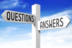 Questions, answers - wooden signpost