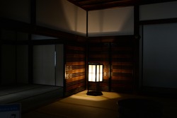 Japanese traditional house interior, Japan old house corridor, Inside Japan house or room, Japan paper windows, Japanese wood house interior