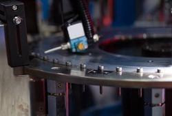 Linear optical screw sorting machine. Screw / bolt / nut. Industrial manufacturing machinery