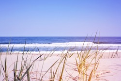 View from the beach to the sea, island in North Carolina USA, soft focus. summer season.