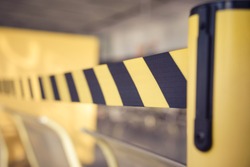 Barrier tape for no entry. Restricted area. Black And Yellow Lines. Do Not Cross, Danger, Do Not Enter