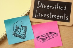 Diversified investments are shown on a business photo using the text
