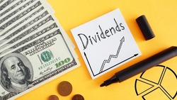 Dividends are shown using a text and photo of dollars