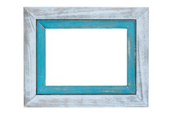 Double rustic photo frame isolated on white background with clipping path