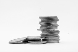 Silver coin business black and white background