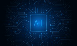 Artificial Intelligence ,AI chipset on circuit board, futuristic Technology Concept