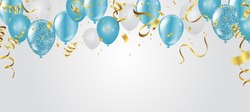 blue balloons, vector illustration. Celebration background template	