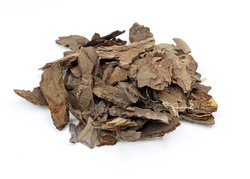 substrate for Orchid soil, contains from sphagnum moss, pine bark, coconut coir. Heap of Dry Pine Tree Bark Pieces Isolated on White. Broken Woods Nature Chip. 