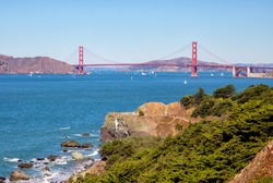 Golden gate bridge from Lands end. San Fransisco, California