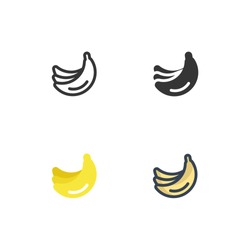 banana icons vector with different style
