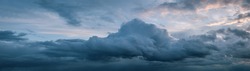 Dark storm clouds in the sky before or after rain web paner panoramic.